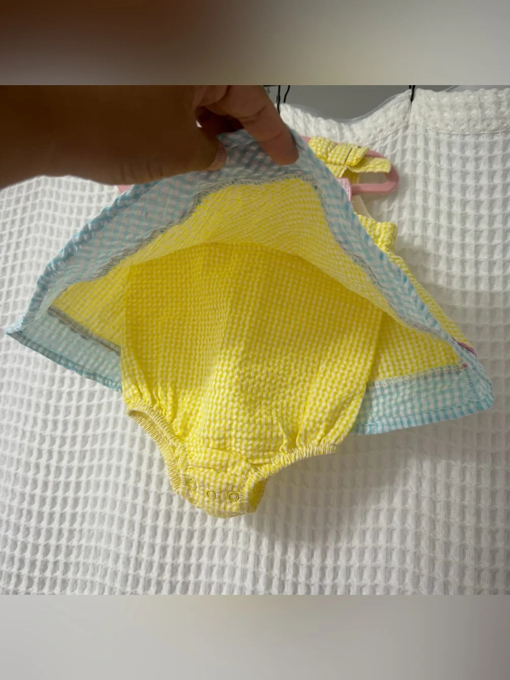 Yellow Gingham Baby Girl Romper